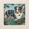 Australian Shepherd Kiss-Cut Sticker, Japanese Print Dog Art, Australian Shepherd Lover Gift, Vinyl Sticker