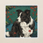 Border Collie Japanese Print phone and sticker gift set: dual-layer iPhone 15 Pro tough case and 3x3 vinyl sticker