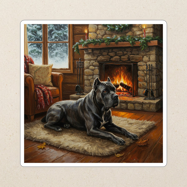Acrylic Gallery Print Cane Corso - Winter Hearth | Kiss-Cut Stickers