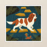 Cavalier King Charles Spaniel Kiss-Cut Sticker, Retro Autumn Dog Art, Cavalier King Charles Spaniel Lover Gift, Vinyl Sticker