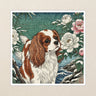Cavalier King Charles Spaniel Kiss-Cut Sticker, Japanese Print Dog Art, Cavalier King Charles Spaniel Lover Gift, Vinyl Sticker