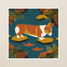 Corgi Kiss-Cut Sticker, Retro Autumn Dog Art, Corgi Lover Gift, Vinyl Sticker