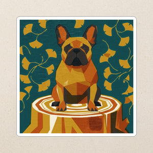 French Bulldog Kiss-Cut Sticker, Retro Autumn Dog Art, French Bulldog Lover Gift, Vinyl Sticker