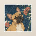 French Bulldog Japanese Print cozy gift set: sherpa fleece blanket, cork-back coaster, and vinyl sticker