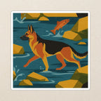 German Shepherd Retro Autumn cozy gift set: sherpa fleece blanket, cork-back coaster, and vinyl sticker