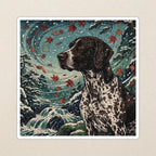 German Shorthaired Pointer Japanese Print phone and sticker gift set: dual-layer iPhone 15 Pro tough case and 3x3 vinyl sticker