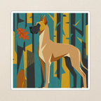 Great Dane Kiss-Cut Sticker, Retro Autumn Dog Art, Great Dane Lover Gift, Vinyl Sticker kiss-cut vinyl sticker applied to a journal cover on a limestone desk, photographed from directly above