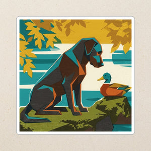 Labrador Retriever Kiss-Cut Sticker, Retro Autumn Dog Art, Labrador Retriever Lover Gift, Vinyl Sticker