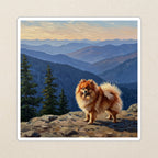 Pomeranian Acrylic vinyl sticker by Tritan, angled view