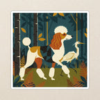 Poodle Retro Autumn cozy gift set: sherpa fleece blanket, cork-back coaster, and vinyl sticker