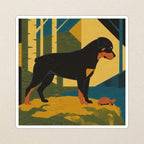 Rottweiler Retro Autumn stocking stuffer gift set: round cork-back coaster and two 3x3 vinyl stickers