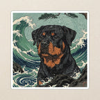 Rottweiler Japanese Print phone and sticker gift set: dual-layer iPhone 15 Pro tough case and 3x3 vinyl sticker