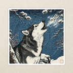 Siberian Husky Japanese Print phone and sticker gift set: dual-layer iPhone 15 Pro tough case and 3x3 vinyl sticker