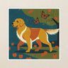 Golden Retriever Kiss-Cut Sticker, Retro Autumn Dog Art, Golden Retriever Lover Gift, Vinyl Sticker