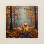 Golden Retriever Acrylic Kiss-Cut Sticker, Colorful Dog Art, Golden Retriever Lover Gift, Waterproof Vinyl kiss-cut vinyl sticker applied to a journal cover on a limestone desk, photographed from directly above