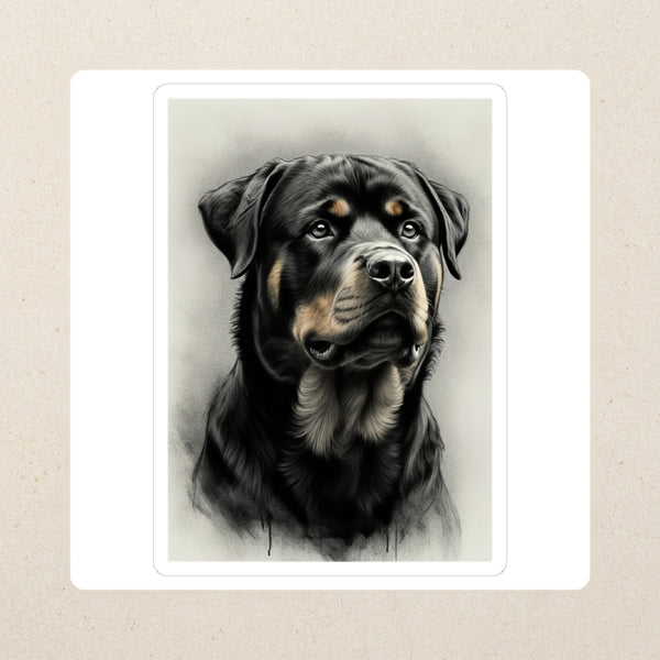 Rottweiler Charcoal Kiss-Cut Sticker, Dog Sketch Art, Rottweiler Lover Gift, Waterproof Vinyl