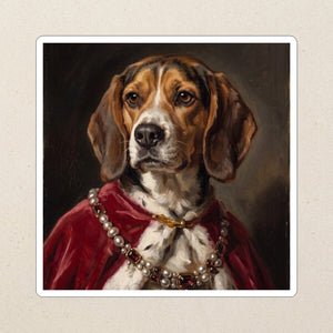 Beagle Kings & Queens Kiss-Cut Sticker, Regal Dog Art, Beagle Lover Gift, Waterproof Vinyl
