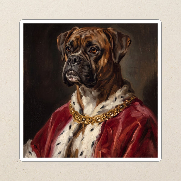 Boxer Kings & Queens Kiss-Cut Sticker, Regal Dog Art, Boxer Lover Gift, Waterproof Vinyl