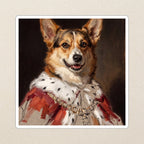 Corgi Kings & Queens vinyl sticker by Tritan, angled view