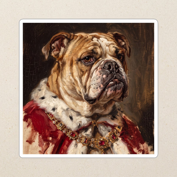 English Bulldog Kings & Queens Kiss-Cut Sticker, Regal Dog Art, English Bulldog Lover Gift, Waterproof Vinyl