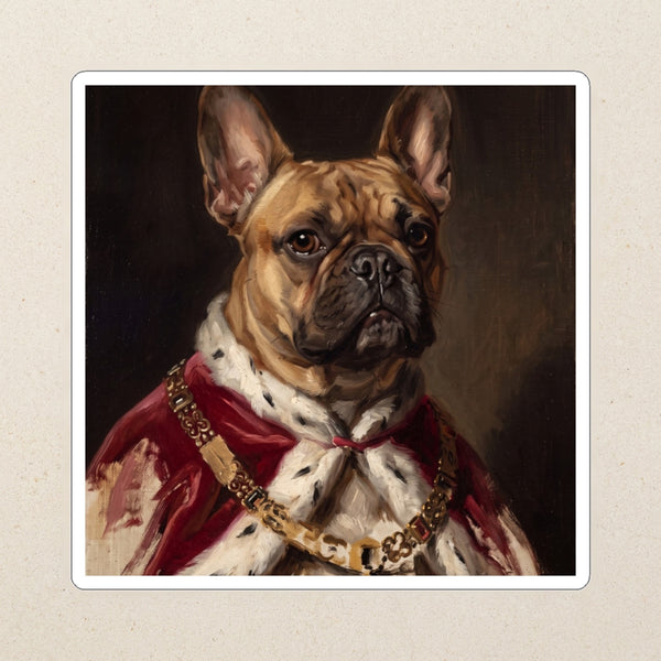 French Bulldog Kings & Queens Kiss-Cut Sticker, Regal Dog Art, French Bulldog Lover Gift, Waterproof Vinyl