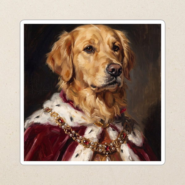Golden Retriever Kings & Queens Kiss-Cut Sticker, Regal Dog Art, Golden Retriever Lover Gift, Waterproof Vinyl
