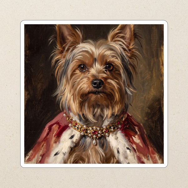 Yorkshire Terrier Kings & Queens Kiss-Cut Sticker, Regal Dog Art, Yorkshire Terrier Lover Gift, Waterproof Vinyl