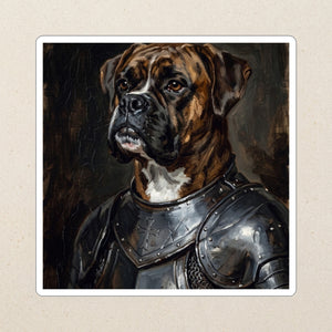Boxer Medieval Knight Portrait Kiss-Cut Sticker, Regal Dog Art, Boxer Lover Gift, Vinyl Sticker