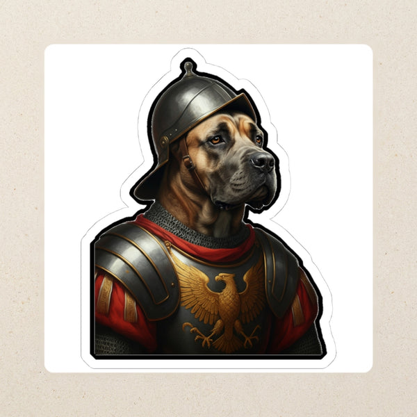 Cane Corso Medieval Knight Portrait Sticker, Dog Portrait Vinyl Decal, Kiss-Cut Sticker, Cane Corso Lover Gift