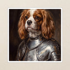 Cavalier King Charles Spaniel Medieval Knight vinyl sticker by Tritan, angled view