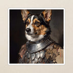 Corgi Medieval Knight vinyl sticker by Tritan, angled view