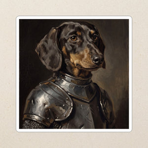 Dachshund Medieval Knight Portrait Kiss-Cut Sticker, Regal Dog Art, Dachshund Lover Gift, Waterproof Vinyl