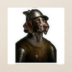 German Shorthaired Pointer Medieval Knight vinyl sticker by Tritan, angled view
