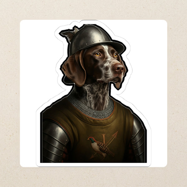 German Shorthaired Pointer Medieval Knight Portrait Kiss-Cut Sticker, Regal Dog Art, German Shorthaired Pointer Lover Gift, Waterproof Vinyl
