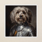Havanese Medieval Knight vinyl sticker by Tritan, angled view