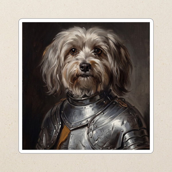Havanese Medieval Knight Portrait Kiss-Cut Sticker, Regal Dog Art, Havanese Lover Gift, Waterproof Vinyl