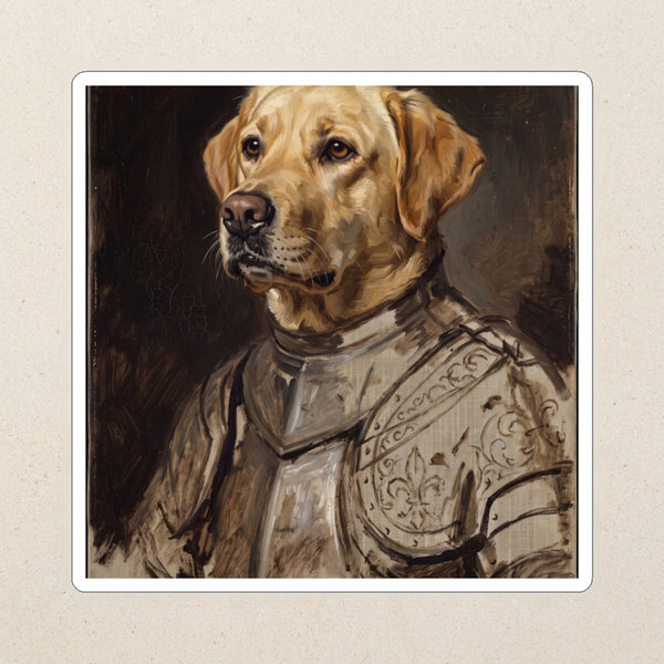 Labrador Retriever Medieval Knight Portrait Kiss-Cut Sticker, Regal Dog Art, Labrador Retriever Lover Gift, Waterproof Vinyl