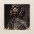 Poodle Medieval Knight vinyl sticker by Tritan, angled view