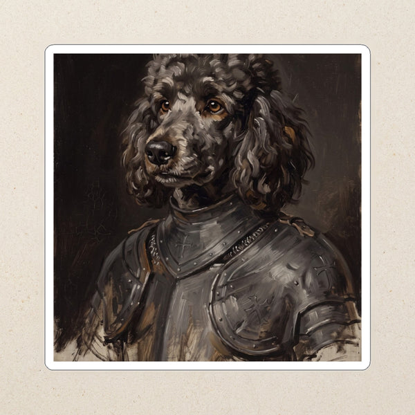 Poodle Medieval Knight Portrait Kiss-Cut Sticker, Regal Dog Art, Poodle Lover Gift, Waterproof Vinyl
