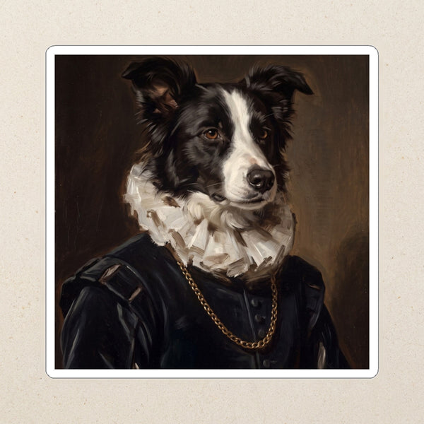 Border Collie Royal Portrait Kiss-Cut Sticker, Regal Dog Art, Border Collie Lover Gift, Waterproof Vinyl