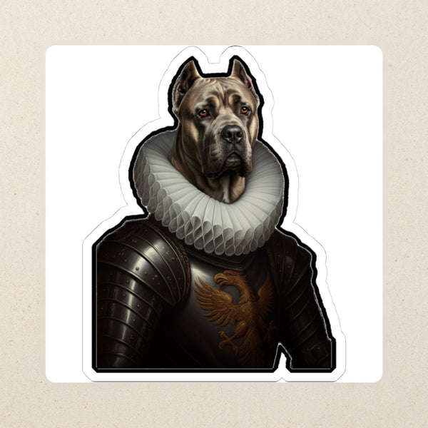 Cane Corso Renaissance Royal Portrait Sticker, Dog Portrait Vinyl Decal, Kiss-Cut Sticker, Cane Corso Lover Gift