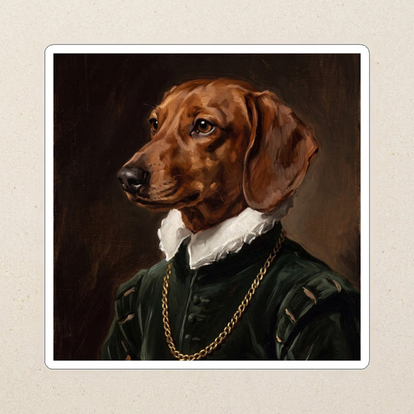 Dachshund Royal Portrait Kiss-Cut Sticker, Regal Dog Art, Dachshund Lover Gift, Waterproof Vinyl