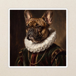 French Bulldog Royal Portrait Kiss-Cut Sticker, Regal Dog Art, French Bulldog Lover Gift, Waterproof Vinyl