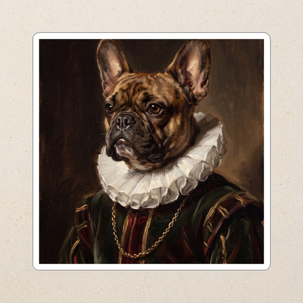 French Bulldog Royal Portrait Kiss-Cut Sticker, Regal Dog Art, French Bulldog Lover Gift, Waterproof Vinyl