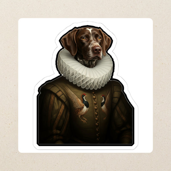 German Shorthaired Pointer Royal Portrait Kiss-Cut Sticker, Regal Dog Art, German Shorthaired Pointer Lover Gift, Waterproof Vinyl