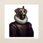 Great Dane Royal Portrait Kiss-Cut Sticker, Regal Dog Art, Great Dane Lover Gift, Waterproof Vinyl kiss-cut vinyl sticker applied to a journal cover on a limestone desk, photographed from directly above
