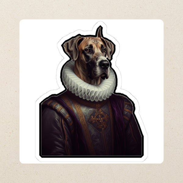 Great Dane Royal Portrait Kiss-Cut Sticker, Regal Dog Art, Great Dane Lover Gift, Waterproof Vinyl