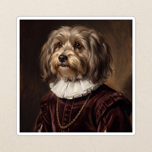 Havanese Royal Portrait Kiss-Cut Sticker, Regal Dog Art, Havanese Lover Gift, Waterproof Vinyl