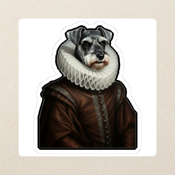 Miniature Schnauzer Royal Portrait Kiss-Cut Sticker, Regal Dog Art, Miniature Schnauzer Lover Gift, Waterproof Vinyl