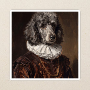 Poodle Royal Portrait Kiss-Cut Sticker, Regal Dog Art, Poodle Lover Gift, Waterproof Vinyl